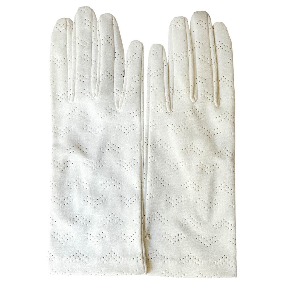 White Italian NWOT Ladies Gloves Size 7.5 Vtg Elegant Perforated Formal Wear
